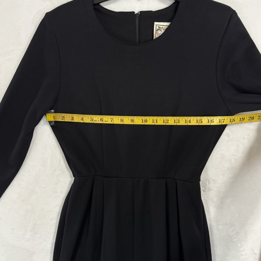 Vintage Long Sleeve‎ Pleated Knit Jumpsuit Stirrups Size M Black Minimalist Chic - Picture 10 of 15